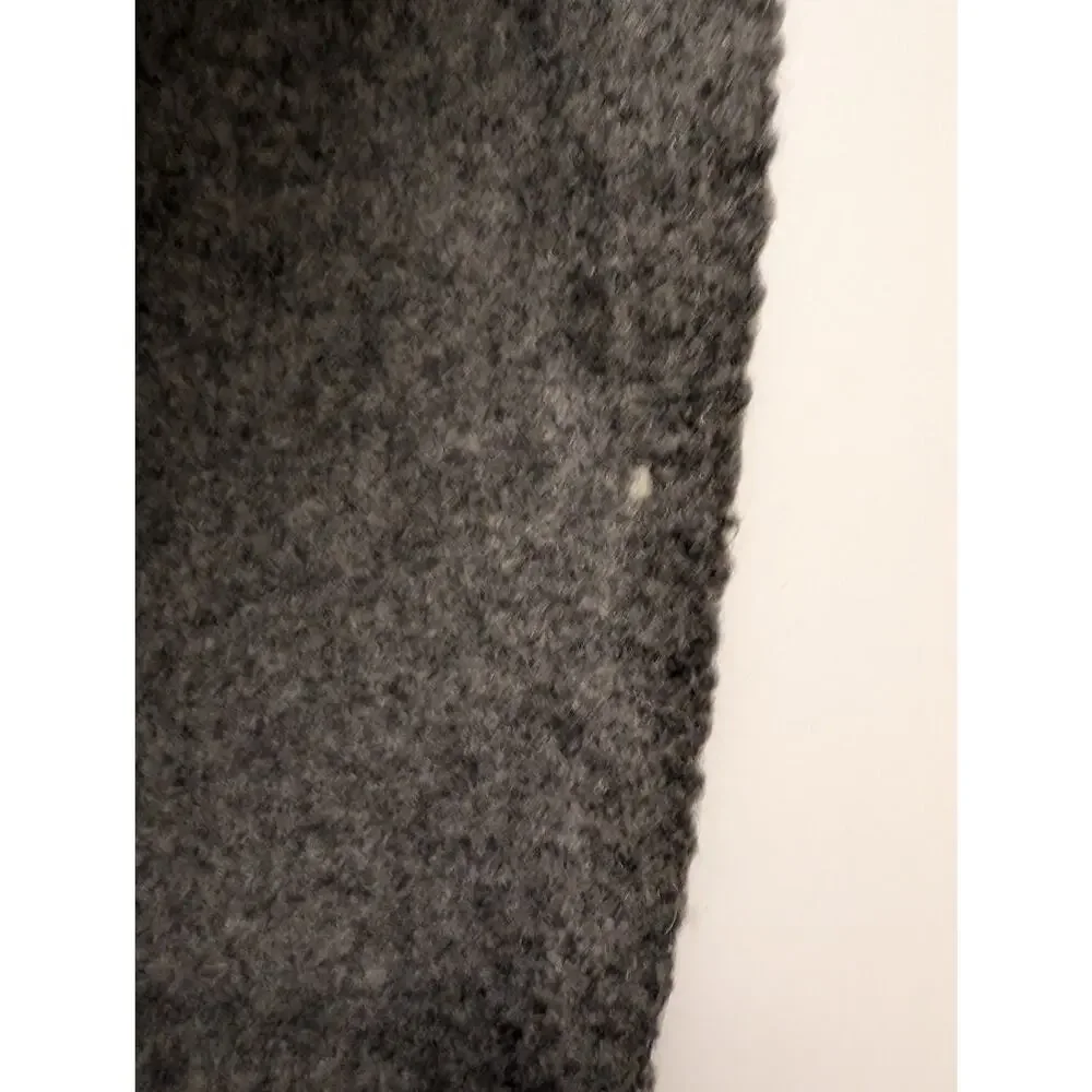 Polo Ralph‎ Lauren Gray Lambs Wool Scarf Pony Logo Fringe Detail